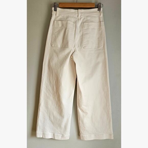 Everlane White Jeans Wide Leg High  Rise /Waisted Pants, New Sz 0 - Picture 4 of 8